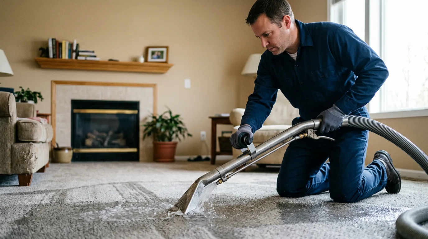 Water damage restoration technician working near Marcellus, MI